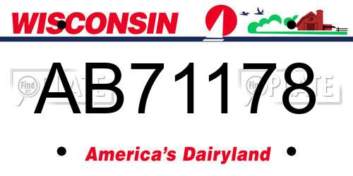 AB71178 Wisconsin License Plate