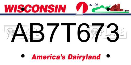 AB7T673 Wisconsin License Plate