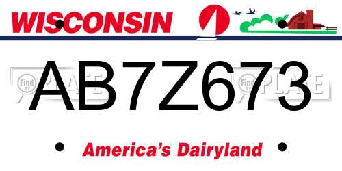 AB7Z673 Wisconsin License Plate