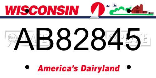 AB82845 Wisconsin License Plate