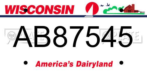 AB87545 Wisconsin License Plate