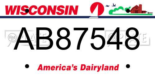 AB87548 Wisconsin License Plate