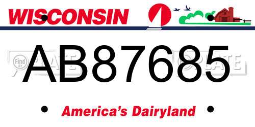 AB87685 Wisconsin License Plate