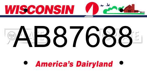 AB87688 Wisconsin License Plate