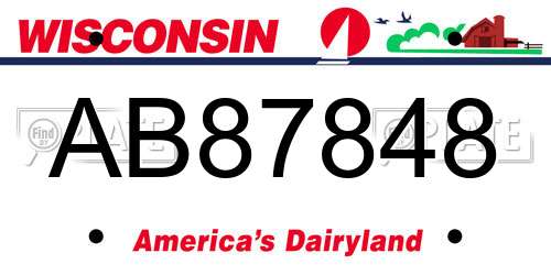AB87848 Wisconsin License Plate