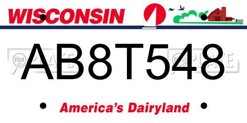 AB8T548 Wisconsin License Plate
