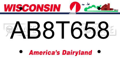 AB8T658 Wisconsin License Plate
