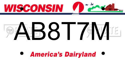 AB8T7M Wisconsin License Plate