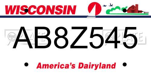 AB8Z545 Wisconsin License Plate