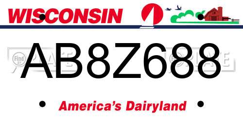 AB8Z688 Wisconsin License Plate