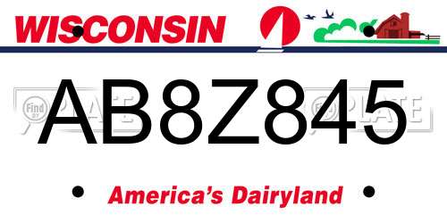 AB8Z845 Wisconsin License Plate