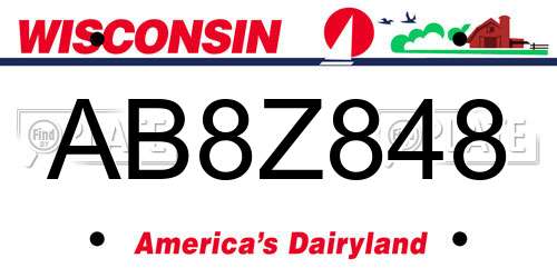 AB8Z848 Wisconsin License Plate