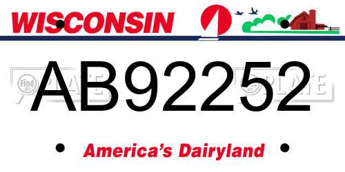 AB92252 Wisconsin License Plate