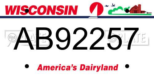 AB92257 Wisconsin License Plate