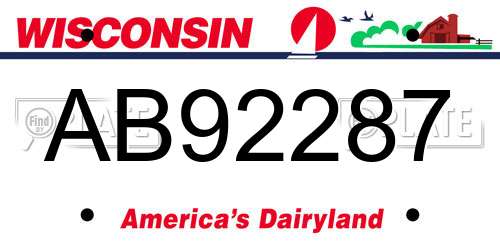 AB92287 Wisconsin License Plate