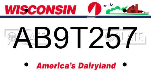 AB9T257 Wisconsin License Plate