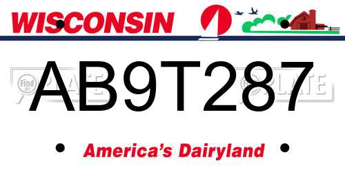 AB9T287 Wisconsin License Plate