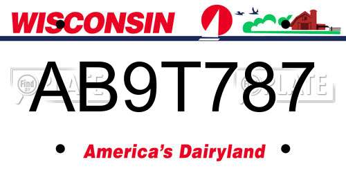 AB9T787 Wisconsin License Plate