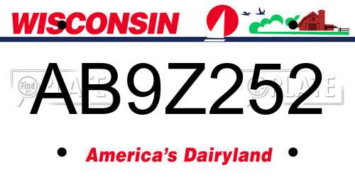 AB9Z252 Wisconsin License Plate
