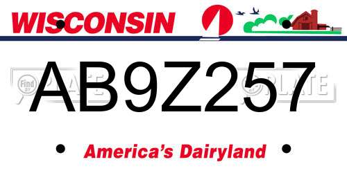 AB9Z257 Wisconsin License Plate