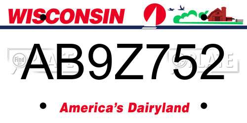 AB9Z752 Wisconsin License Plate