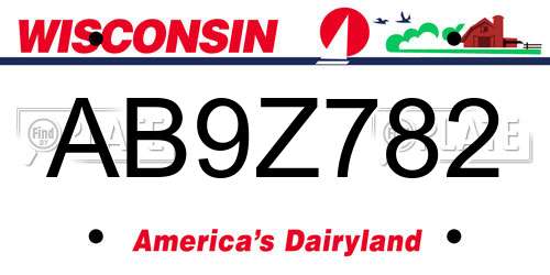 AB9Z782 Wisconsin License Plate