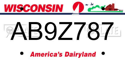 AB9Z787 Wisconsin License Plate