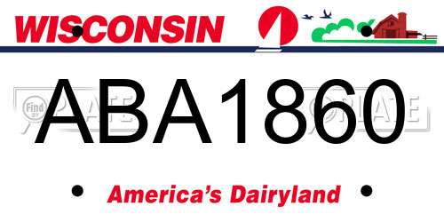 ABA1860 Wisconsin License Plate
