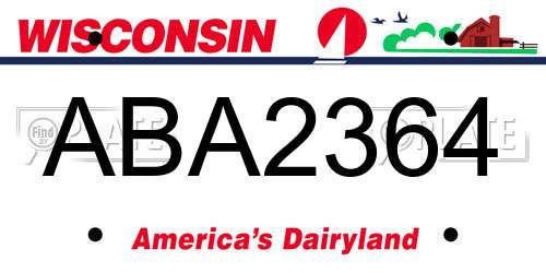 ABA2364 Wisconsin License Plate