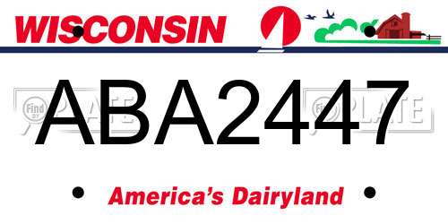 ABA2447 Wisconsin License Plate