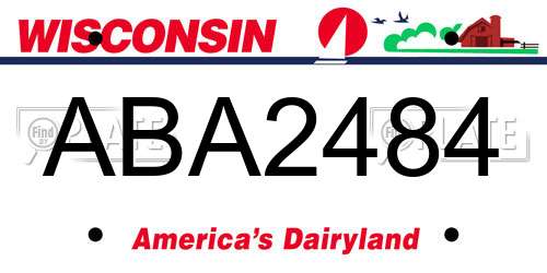 ABA2484 Wisconsin License Plate