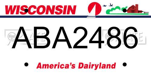 ABA2486 Wisconsin License Plate