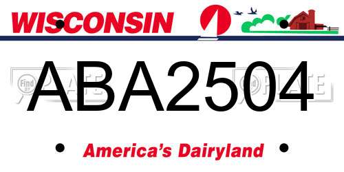 ABA2504 Wisconsin License Plate