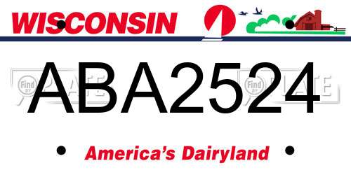 ABA2524 Wisconsin License Plate
