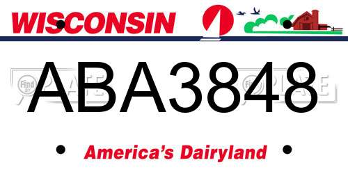 ABA3848 Wisconsin License Plate