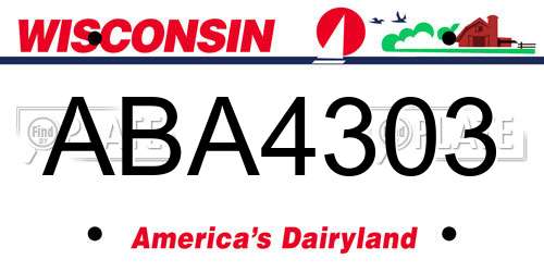 ABA4303 Wisconsin License Plate