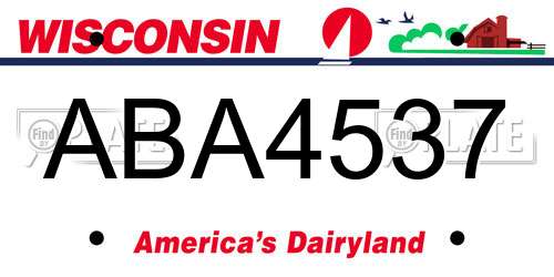 ABA4537 Wisconsin License Plate