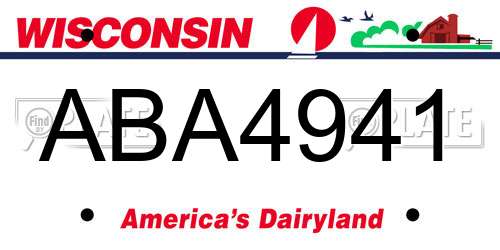 ABA4941 Wisconsin License Plate