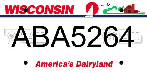 ABA5264 Wisconsin License Plate