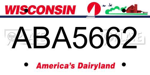 ABA5662 Wisconsin License Plate
