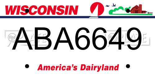 ABA6649 Wisconsin License Plate