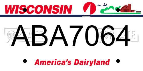 ABA7064 Wisconsin License Plate