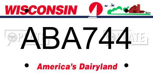 ABA744 Wisconsin License Plate