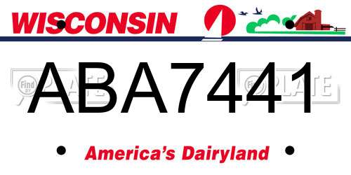 ABA7441 Wisconsin License Plate