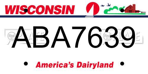 ABA7639 Wisconsin License Plate