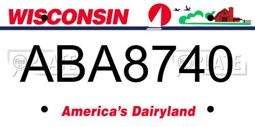 ABA8740 Wisconsin License Plate