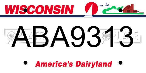 ABA9313 Wisconsin License Plate