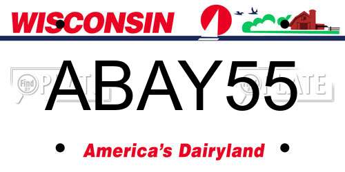 ABAY55 Wisconsin License Plate