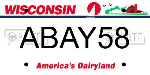 ABAY58 Wisconsin License Plate