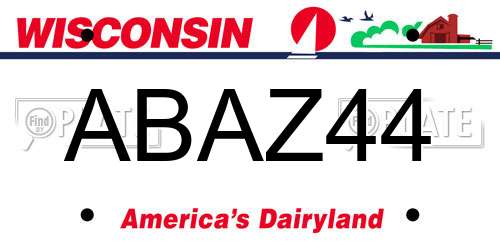 ABAZ44 Wisconsin License Plate